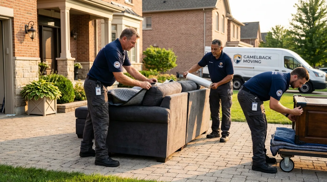 Large estate moving crew wrapping furniture in Amite, LA